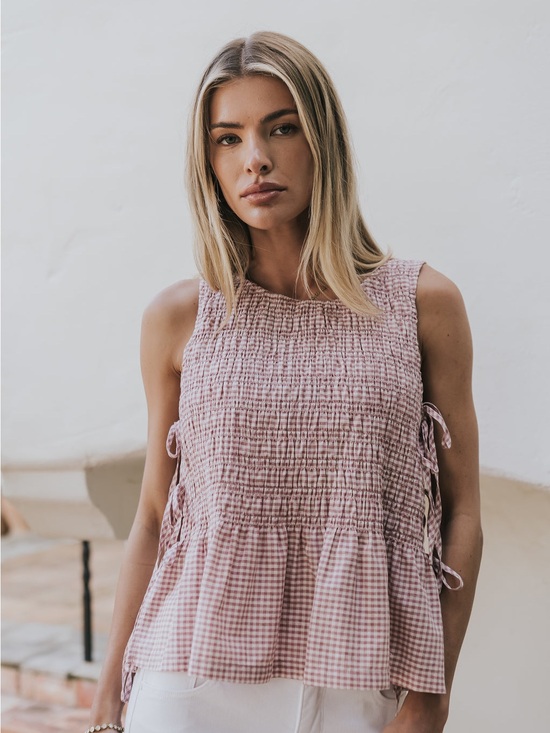 bohme Tops - Bohme Jeremy Smocked Blouse in Berry